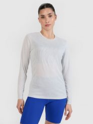 4F Longsleeve do biegania szybkoschnący damski - szary S. Szare koszulki sportowe damskie 4F, s, bez wzorów, z dzianiny, bez ramiączek, do biegania. W wyprzedaży za 79.99 zł.