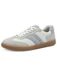 S.Oliver Skórzane sneakersy w kolorze biało-błękitno-szarym rozmiar: 39. Białe obuwie sportowe damskie S.Oliver, bez zapięcia. Za 188.85 zł.