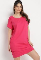Różowa Pudełkowa Sukienka T-shirtowa o Krótkim Kroju Orlella. Czerwone sukienki damskie Born2be, bez wzorów, bez ramiączek. Za 49.99 zł.