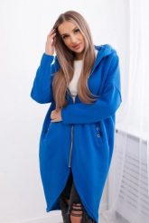Bluza ocieplana długa chabrowa. Niebieskie bluzy damskie KESI, l, bez wzorów, z bawełny, bez kaptura. Za 355.46 zł.