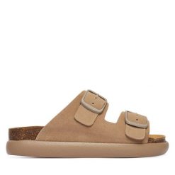 Klapki Scholl. Brązowe klapki damskie Scholl, bez wzorów, bez obcasa, bez zapięcia. Za 421.99 zł.