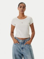Calvin Klein Jeans T-Shirt LV047C200G Beżowy Slim Fit. Brązowe t-shirty damskie Calvin Klein Jeans, l, bez wzorów, z bawełny, bez kołnierzyka. Za 169.99 zł.