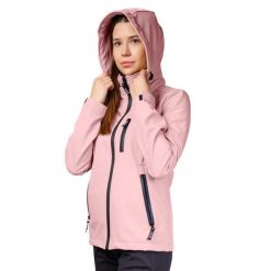 Kurtka softshell damska PROS SPORT 701. Brązowe kurtki sportowe damskie PROS, m, z aplikacjami, z dzianiny, bez kaptura. Za 299.00 zł.