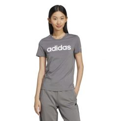 Koszulka damska ADIDAS Gym & Pilates. Szare bluzki damskie Adidas, m, bez wzorów, z bawełny, bez kołnierzyka, bez ramiączek. W wyprzedaży za 69.99 zł.