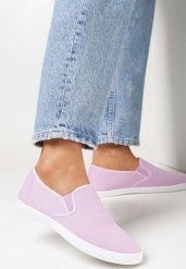 Fioletowe Wsuwane Tenisówki Materiałowe Kalaiya. Fioletowe obuwie sportowe damskie Born2be, z jeansu, bez zapięcia, tenisowe. Za 39.99 zł.