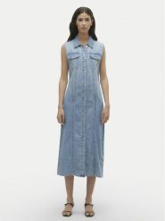 Vero Moda Sukienka jeansowa Zadie 10309673 Niebieski Regular Fit. Niebieskie sukienki damskie Vero Moda, bez wzorów, z bawełny, bez ramiączek. Za 79.99 zł.