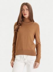 Calvin Klein Golf LV044D371G Brązowy Regular Fit. Brązowe golfy damskie Calvin Klein, xs, bez wzorów, z syntetyku, bez ramiączek. Za 469.99 zł.
