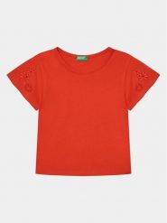 United Colors Of Benetton T-Shirt 3P4ZC10I4 Czerwony Slim Fit. Czerwone koszulki i t-shirty dziewczęce United Colors Of Benetton, bez wzorów, z bawełny, bez kołnierzyka, bez ramiączek. Za 39.99 zł.