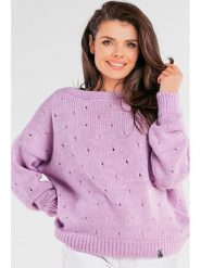 Awama Sweter w kolorze fioletowym rozmiar: onesize. Różowe swetry klasyczne damskie Awama, bez kołnierzyka. Za 92.21 zł.