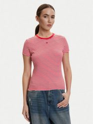 Tommy Jeans T-Shirt DW0DW17383 Czerwony Slim Fit. Czerwone t-shirty damskie Tommy Jeans, xs, bez wzorów, z bawełny, bez kołnierzyka. Za 149.99 zł.