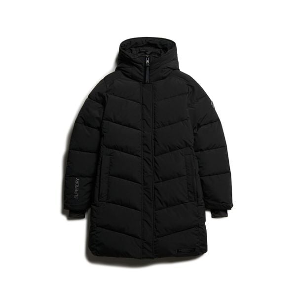 Parka dla kobiet Superdry City Chevron. Czarne parki damskie Superdry, s, z elastanu, bez kaptura. Za 771.95 zł.