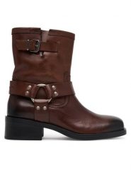 Tommy Jeans Botki Tjw Biker EN0EN02811 Brązowy. Brązowe botki damskie Tommy Jeans, z jeansu, bez obcasa, na płaskiej podeszwie, bez zapięcia. Za 629.99 zł.