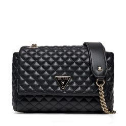Torebka Guess. Czarne listonoszki damskie Guess, z aplikacjami, bez dodatków. Za 369.99 zł.