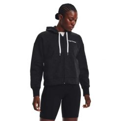 Bluza Rozpinana Damska Skrypt Polar Essential. Czarne bluzy damskie Under Armour, m, bez wzorów, z bawełny, z kapturem. Za 239.99 zł.