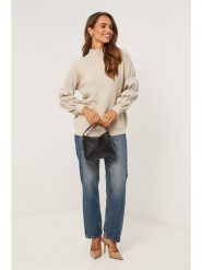 Soft Cashmere Sweter w kolorze beżowym rozmiar: 34/36. Brązowe swetry klasyczne damskie Soft Cashmere, prążkowane, bez kołnierzyka. Za 152.99 zł.