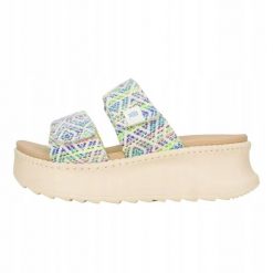 HeyDude Damskie Klapki Delray Slide Surf Baja. Brązowe klapki damskie Hey dude, bez wzorów, z materiału, bez obcasa, bez zapięcia. Za 199.00 zł.