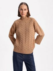BGN Sweter w kolorze jasnobrązowym rozmiar: 38. Brązowe swetry klasyczne damskie BGN, ze splotem, bez kołnierzyka. Za 122.96 zł.