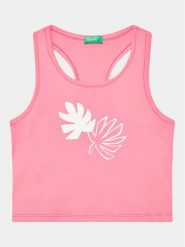 United Colors Of Benetton Top 3096CH013 Różowy Regular Fit. Czerwone koszulki i t-shirty dziewczęce United Colors Of Benetton, bez wzorów, z bawełny, bez kołnierzyka, bez ramiączek. Za 49.99 zł.