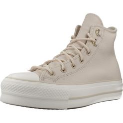 Buty CONVERSE CHUCK TAYLOR ALL STAR LIFT HI Nago. Czerwone obuwie trekkingowe damskie Converse, z materiału, bez zapięcia. Za 490.00 zł.