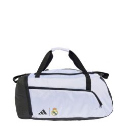 Torba Real Madrid Home Duffel. Białe torby sportowe Adidas, bez wzorów, z materiału. Za 238.90 zł.