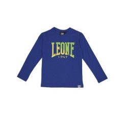 Koszulka z bawełna na outdoor na co dzień. Niebieskie koszulki damskie LEONE 1947 APPAREL, bez wzorów, z bawełny, bez kołnierzyka, bez ramiączek. W wyprzedaży za 55.90 zł.