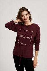Prosta bluza z nadrukiem. Bluzy damskie MOODO, l, bez wzorów, z bawełny, bez kaptura. W wyprzedaży za 49.99 zł.