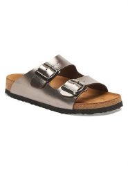 Comfortfusse Skórzane klapki w kolorze szarobrązowym rozmiar: 42. Brązowe klapki damskie Comfortfüße, bez wzorów, z materiału, z otwartym noskiem, bez obcasa, bez zapięcia. Za 252.99 zł.