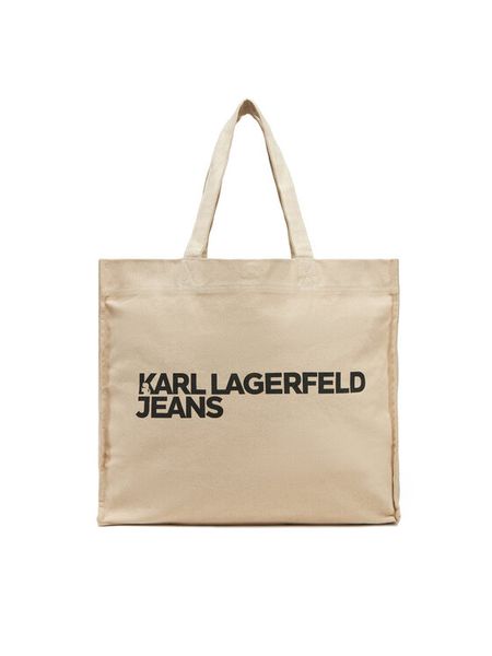 KARL LAGERFELD Torebka A1W50002 Beżowy. Brązowe shopper bag KARL LAGERFELD, z materiału, bez dodatków. Za 149.99 zł.