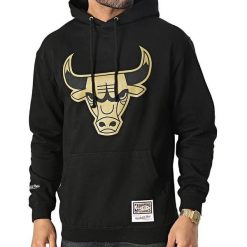 Bluza z kapturem Chicago Bulls. Czarne bluzy damskie Mitchell & Ness, s, bez wzorów, z kapturem. Za 326.50 zł.