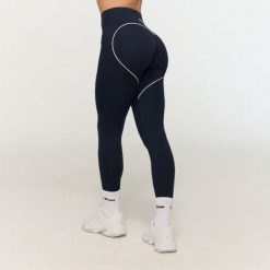Legginsy damskie fitness z wysokim stanem niebieskie Varsity. Niebieskie legginsy damskie GYMBEAM, s, bez wzorów, z elastanu. Za 113.90 zł.