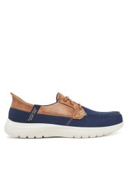 Skechers Mokasyny On-The-Go Flex-Palmilla 136536/NVY Granatowy. Niebieskie mokasyny damskie Skechers, z materiału, bez obcasa. Za 289.99 zł.