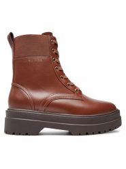 Tommy Hilfiger Trapery FW0FW08440 Brązowy. Brązowe trapery damskie Tommy Hilfiger, ze skóry, bez zapięcia. Za 399.99 zł.