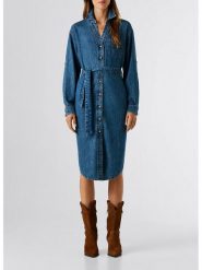 Pepe Jeans Sukienka dżinsowa "Angie" w kolorze niebieskim rozmiar: M. Niebieskie sukienki damskie Pepe Jeans, bez wzorów, z bawełny, bez ramiączek. Za 219.08 zł.