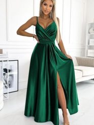 Sukienka Model Juliet 512-1 Bottle Green - Numoco. Zielone sukienki damskie NUMOCO, z aplikacjami, z elastanu, eleganckie, bez ramiączek. Za 485.92 zł.