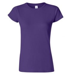 Koszulka Damska Krótki Rękaw Soft Style. Fioletowe bluzki damskie GILDAN, l, bez wzorów, sportowe, bez kołnierzyka, bez ramiączek. Za 29.99 zł.