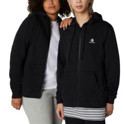 Bluza z Kapturem I Suwakiem Na Całej Długości Go-To Embroidered Star Chevron Ro…. Czarne bluzy damskie Converse, l, bez wzorów, z kapturem. Za 269.80 zł.