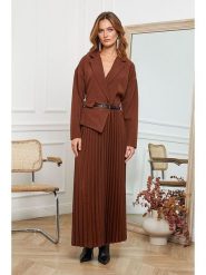 Joséfine Sukienka "Jaune" w kolorze jasnobrązowym rozmiar: XL. Brązowe sukienki damskie Joséfine, bez wzorów, ze skóry, bez ramiączek. Za 187.96 zł.