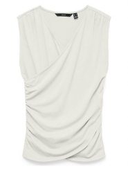 Vero Moda Bluzka w kolorze białym rozmiar: L. Białe bluzki damskie Vero Moda, l, bez wzorów, bez kołnierzyka, bez ramiączek. Za 85.95 zł.