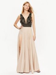 Elisabetta Franchi Sukienka wieczorowa AB-413-32E2-V700 Beżowy Regular Fit. Brązowe sukienki damskie Elisabetta Franchi, bez wzorów, z syntetyku, wizytowe, bez ramiączek. Za 2,399.00 zł.