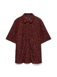 Vero Moda Bluzka w kolorze bordowym rozmiar: XL. Czerwone bluzki damskie Vero Moda, xl, bez wzorów, z koronki, bez kołnierzyka, bez ramiączek. Za 98.95 zł.