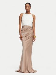 Elisabetta Franchi Sukienka wieczorowa AB-R17-62E2-V800 Brązowy jasny Slim Fit. Brązowe sukienki damskie Elisabetta Franchi, bez wzorów, z syntetyku, wizytowe, bez ramiączek. Za 3,399.00 zł.