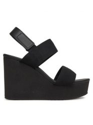 Calvin Klein Jeans Sandały Wedge Sandal Webbing In YW0YW01790 Czarny. Czarne sandały damskie Calvin Klein Jeans, bez wzorów, z jeansu, bez obcasa, na koturnie, bez zapięcia. Za 249.99 zł.