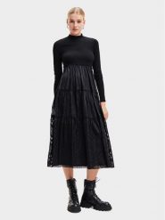 Desigual Sukienka codzienna 23WWVWAD Czarny Regular Fit. Czarne sukienki damskie Desigual, bez wzorów, z syntetyku, bez ramiączek. Za 439.99 zł.