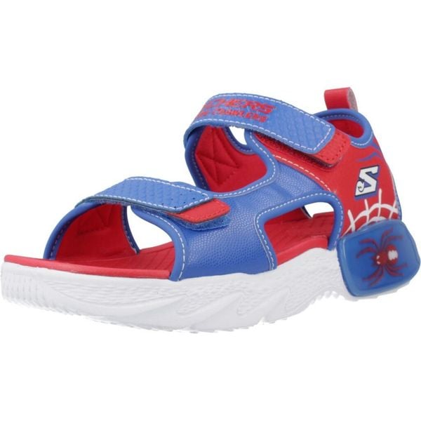 Sandały SKECHERS SPLASH-BUGT Niebieski. Niebieskie sandały damskie Skechers, bez wzorów, z syntetyku, bez obcasa, bez zapięcia. Za 178.99 zł.