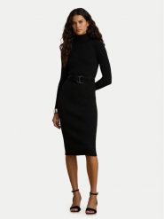LAUREN RALPH LAUREN Sukienka dzianinowa 200P14784001 Czarny Slim Fit. Czarne sukienki damskie Lauren Ralph Lauren, bez wzorów, z bawełny, bez ramiączek. Za 1,018.99 zł.