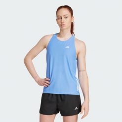 Koszulka bez rękawów Own The Run. Niebieskie koszulki damskie Adidas, s, bez wzorów, z materiału, bez kołnierzyka, bez ramiączek. Za 149.00 zł.