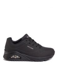 Skechers Sneakersy Uno-Stand On Air 73690/BBK Czarny. Czarne obuwie sportowe damskie Skechers, ze skóry, bez zapięcia. Za 259.99 zł.