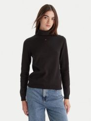 Tommy Jeans Golf Essential DW0DW21672 Czarny Regular Fit. Czarne golfy damskie Tommy Jeans, s, bez wzorów, z bawełny, bez ramiączek. Za 319.99 zł.