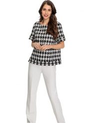 Heine Bluzka w kolorze kremowo-czarnym rozmiar: 48. Brązowe bluzki damskie Heine, bez wzorów, bez kołnierzyka, bez ramiączek. Za 108.74 zł.