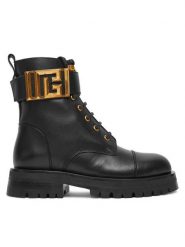 Balmain Botki DN1TC961LVIT Czarny. Czarne botki damskie Balmain, ze skóry, bez obcasa, na płaskiej podeszwie, bez zapięcia. Za 5,549.00 zł.